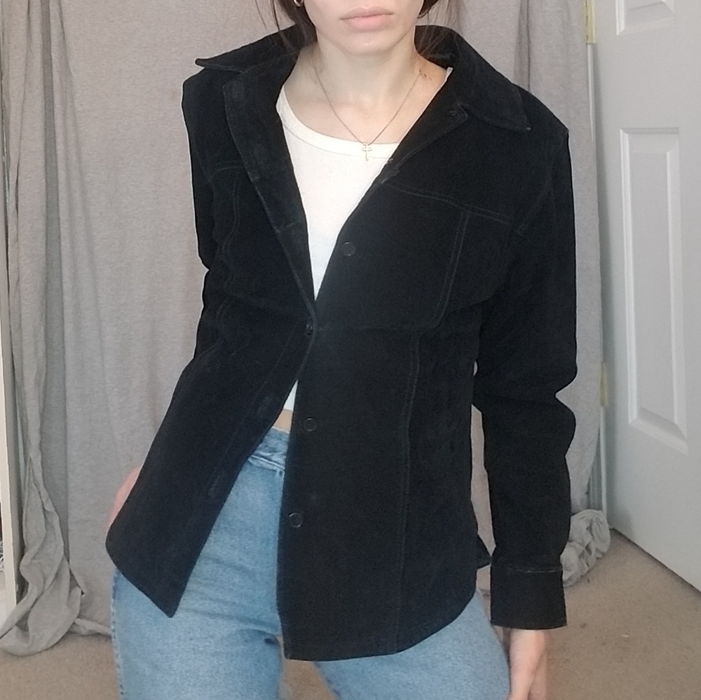 Vintage 90s y2k suede leather blazer shacket